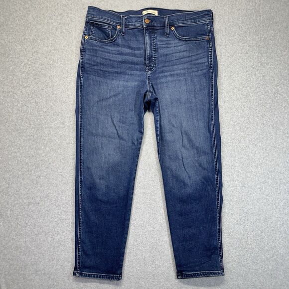 Madewell Stovepipe Mid-Rise Jeans Womens 32 Blue Medium Wash Stretch NG260 - Picture 1 of 16